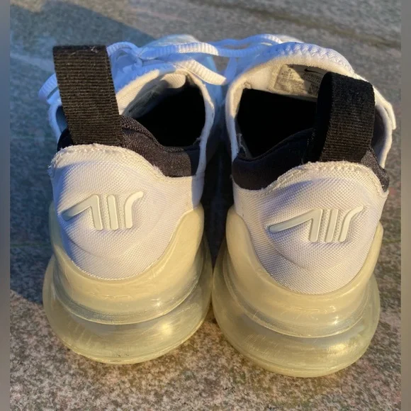 Nike Air Max 270 White and Black Athletic Shoes - Picture 4 of 6